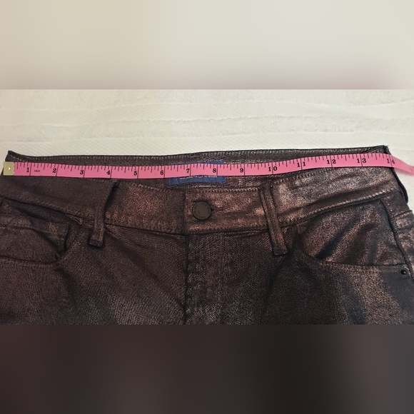 Old Navy Women's Rockstar Mid Rise Skinny Black Brown Copper Metalic Size 6 - Picture 8 of 14